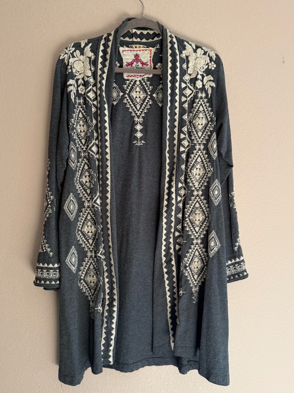 Johnny Was, Open Front Cardigan, Duster,  Embroidered, Women's M